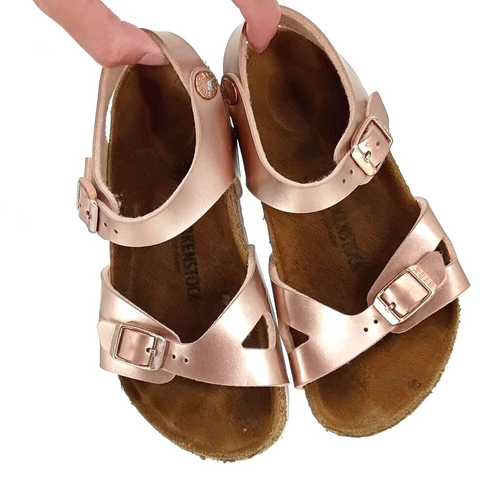 Birkenstock Rio Kids Metallic Rose Gold Sandals EU 30 Girls